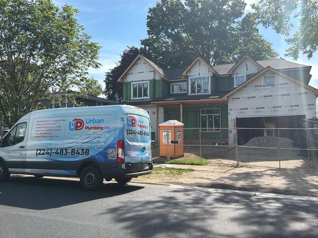 Urban Plumbing service van on site in Lake Zurich