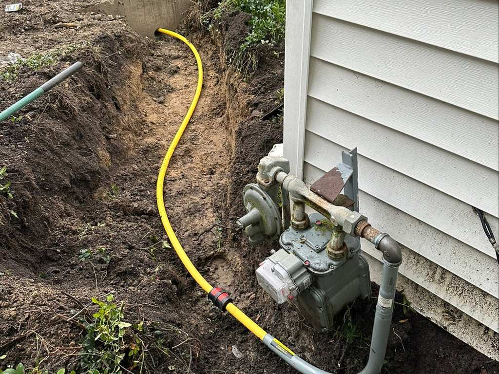 Gas line installed to the meter on a Lake Zurich home by Urban Plumbing